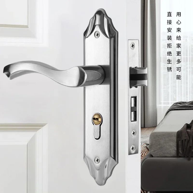 

Stainless Steel 304 Indoor Mute Lock Hotel Anti-theft Room Door Lock Bedroom Door Mechanical Wooden Door Lock