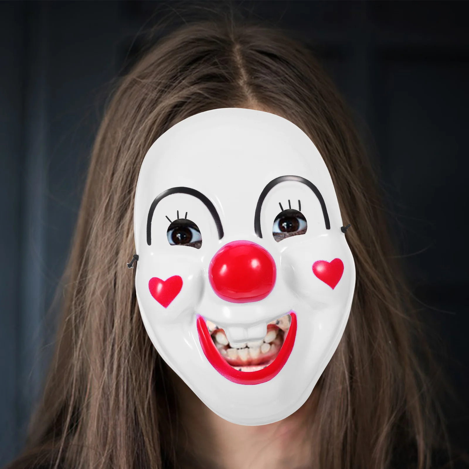 

2Pcs Clown Mask Face Plastic Material Adjustable Head Strap Suitable for Halloween Costume Party Prop