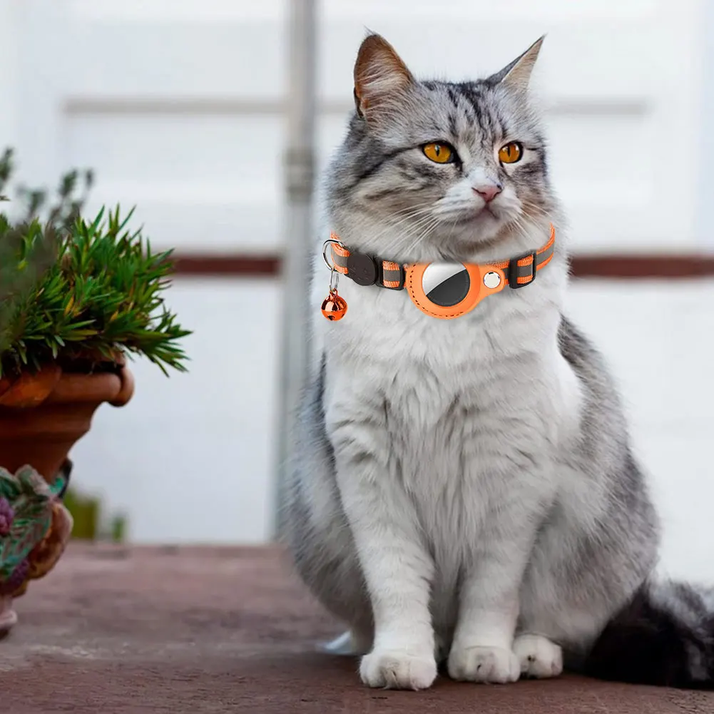 For Airtag Cat Collar Breakaway Cat ID Tag with QR Code Name Tag & Bell Kitten Collar Tracker Cat Collars for Puppies and Cats