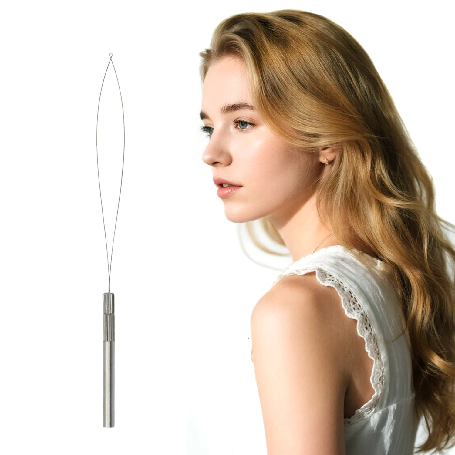 

1 Pc Hair Extension Loop Needle Pulling Hook Threader for micro Rings Beads Pulling Loop Threader For Hair Extensions