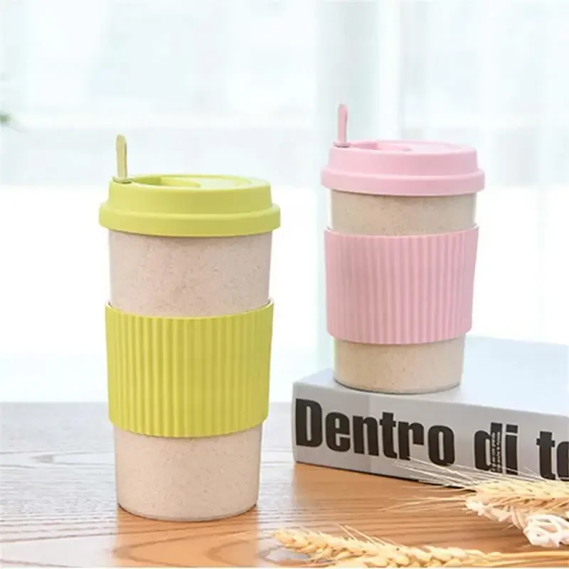 Cute Reusable Travel Cup To Go Coffee Cup Mug With Lid Wheat Stalk Cup Sleeve For Tea And Coffee