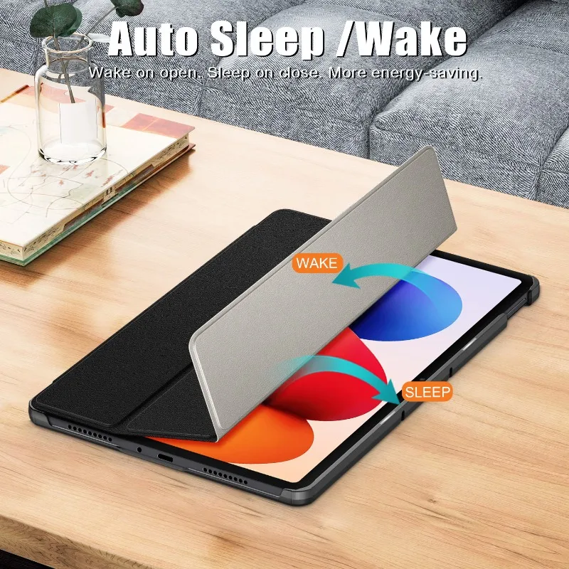 For Xiaomi Redmi Pad 2 Pro 12.1 inch 2025 Leather Triple Fold Magnetic Cover Funda for Xiaomi Poco Pad M1 Case With Auto Sleep