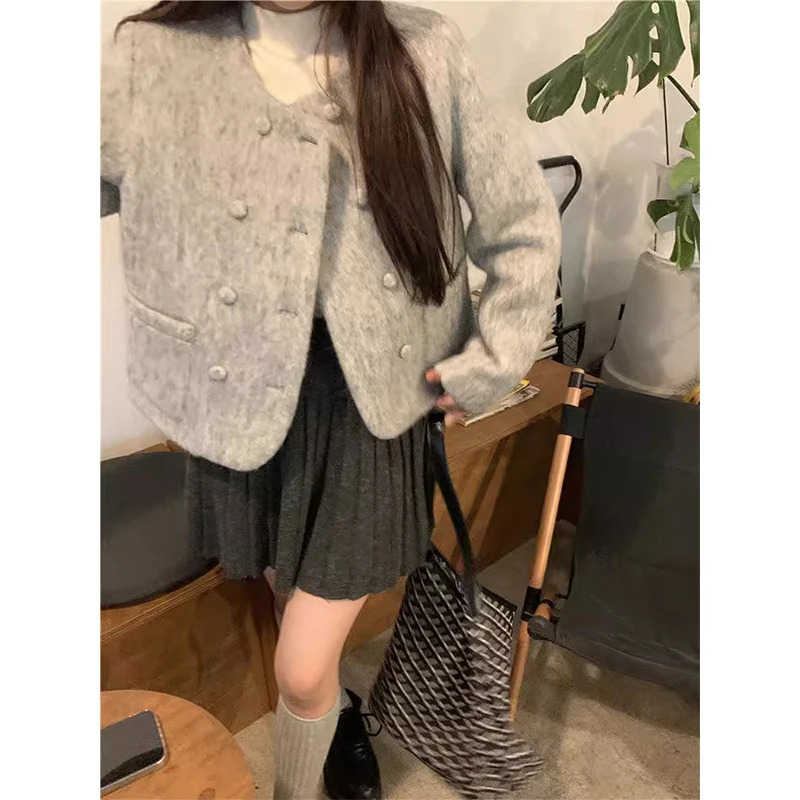 

Tweed Jacket Teen Top Womens Spring Regular Lightweight Anti-Ultraviolet Preppy Youthful Recreation Kpop Baggy Trendy Waterproof