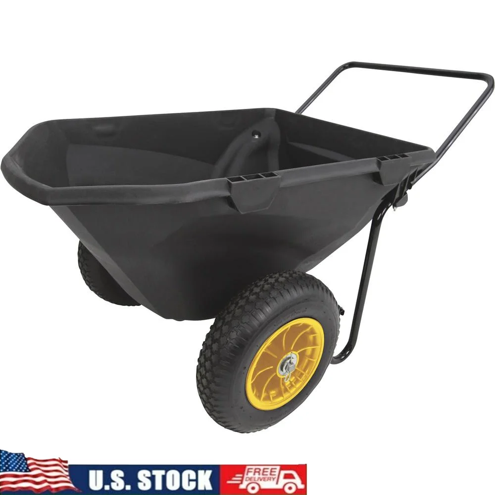 

Heavy-Duty Utility Wheelbarrow Wagon 400lbs Capacity Polyethylene Tub Steel Frame 15" Tires Easy Hauling Firewood Garden Debris