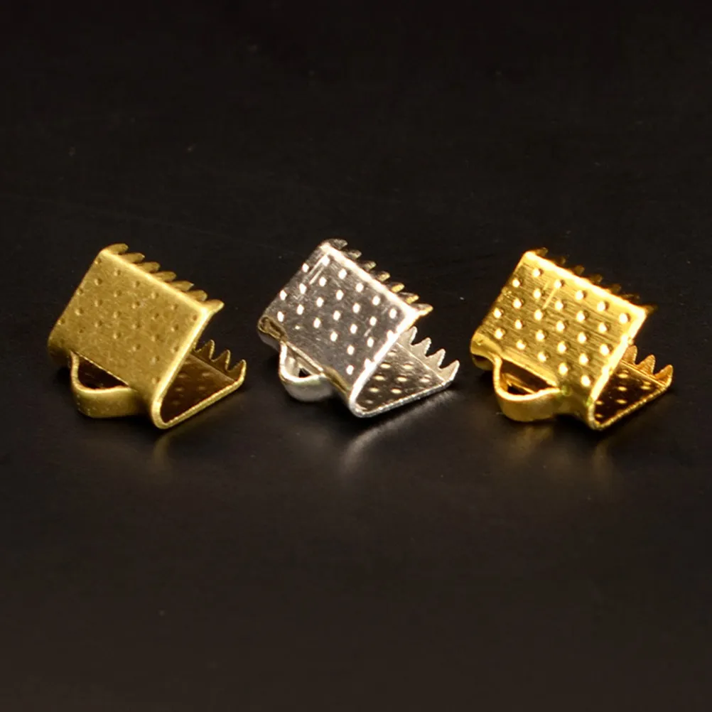 

750Pcs 6Mm Mazi Buckles Cord Ends for Ribbon Flat Cords Bookmark DIY Jewelry Findings Crimp End Clamps