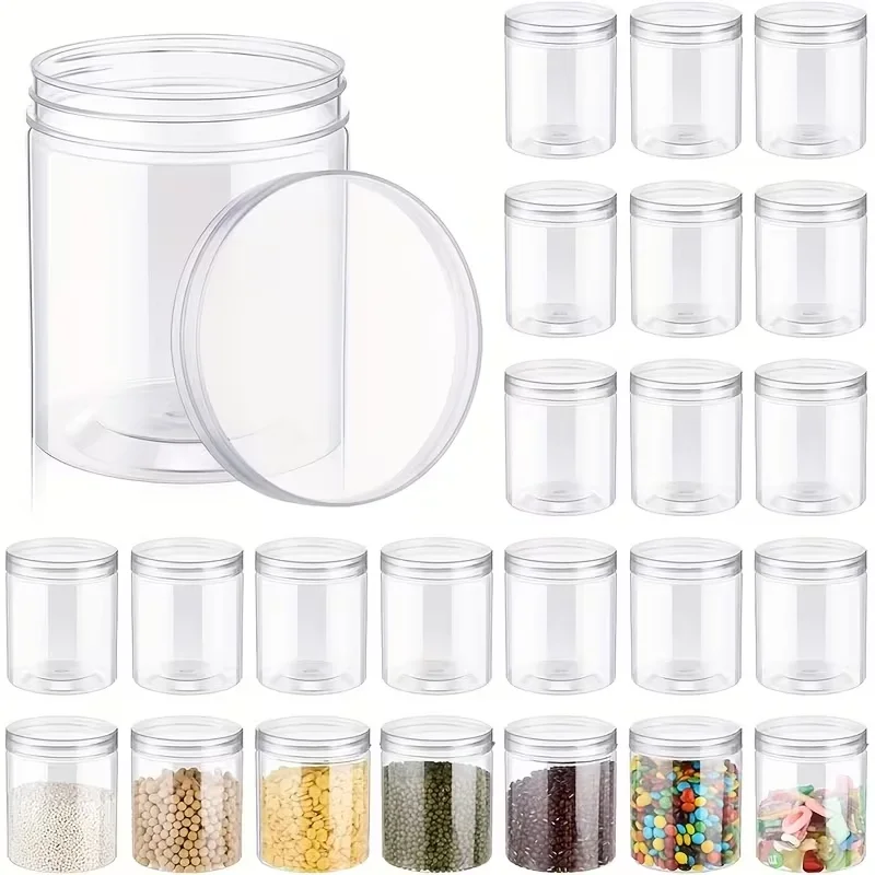 12pcs 16.9oz Fillable Jars Plastic With Gasket Strong Seal Plastic Mason Jar Threaded For Kitchen Dispensing Storage Nuts Honey