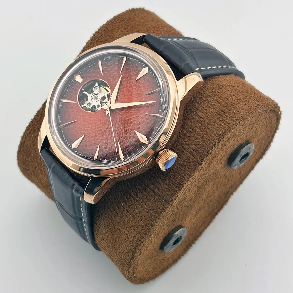 NH38 Cocktail Series 40mm 316L Stainless Steel Sapphire Glass Case Hollow Dial Suitable for NH38 Movement Custom Logo
