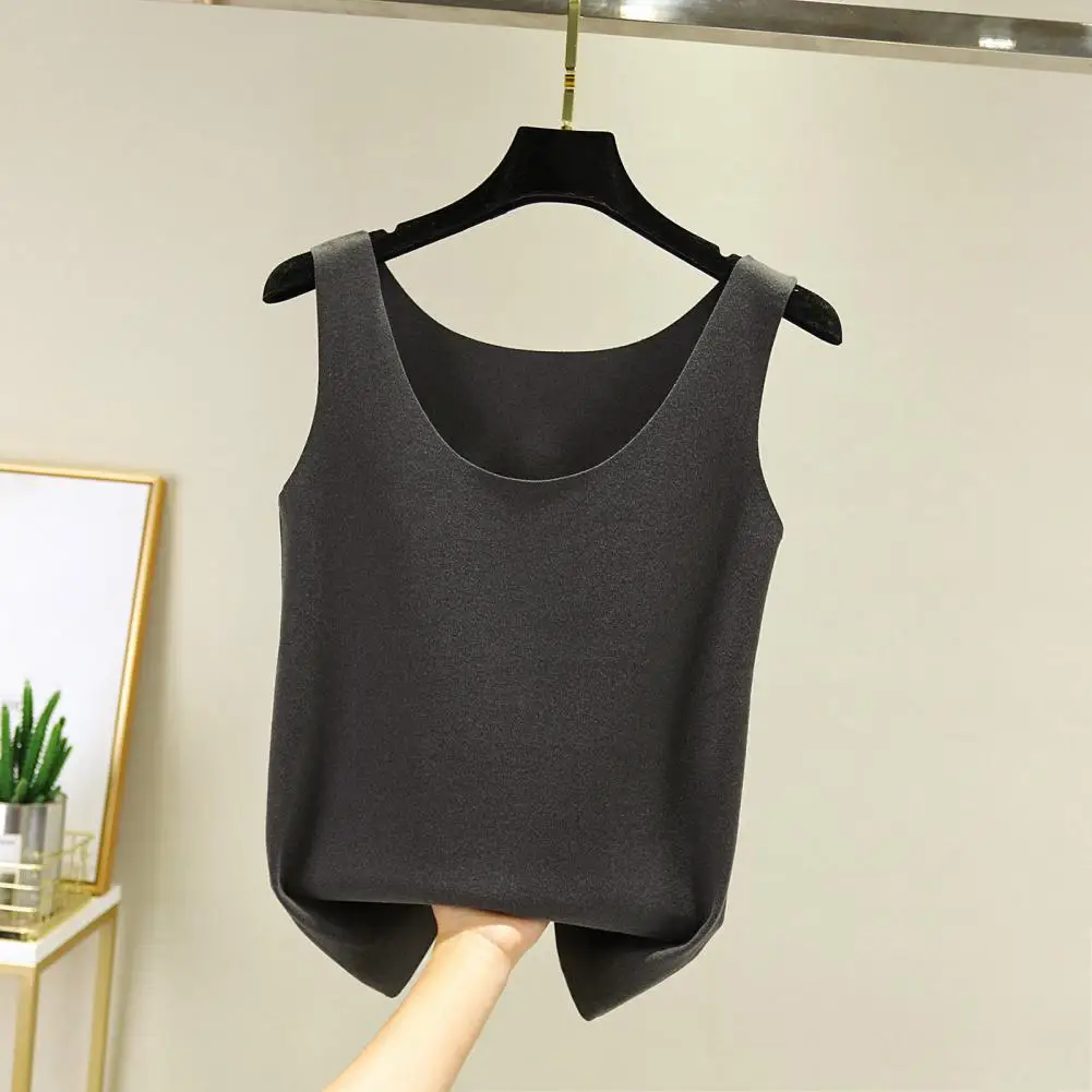 Skin-friendly Fabric Vest Double-sided Thick Plush Women's Vest Soft Warm Sleeveless Tank Top for Winter Elastic Inner Wear