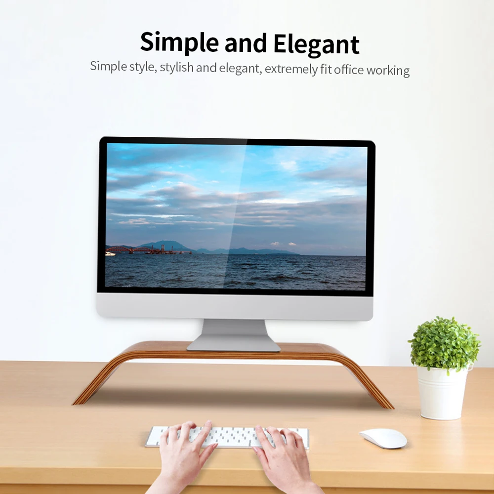 Wooden Stand All-in-one Machine Monitor Laptop Holder Strong Bearing Capacity Stable Wooden Bracket Replacement for iMac