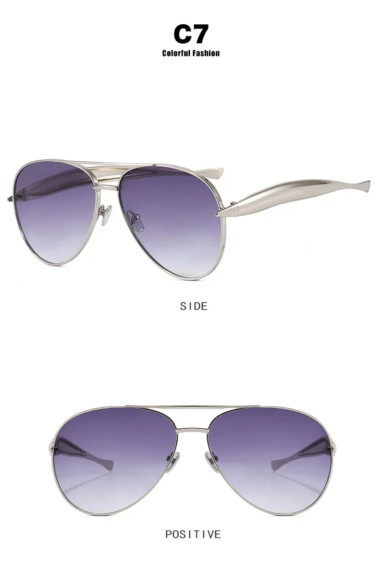 Neue Y2K Vintage Metall-Piloten-Sonnenbrille für Damen und Herren, Punk-Stil, Beliebte Outdoor-Fahrbrille, Luxus-Marken-Designer-Brille, UV400-Schutz – Detail 15