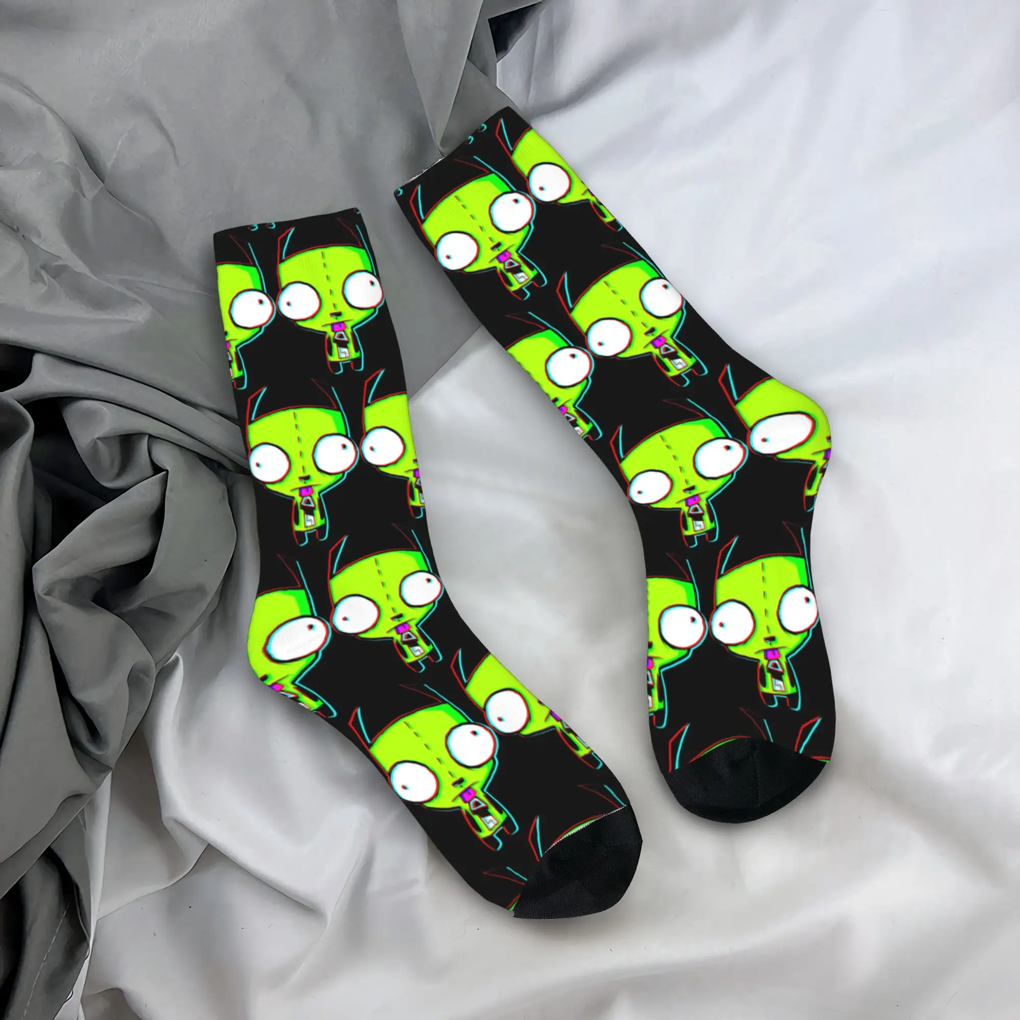 Crazy Design Glitch'd Gir Invader Zim Basketball Socks  Polyester Crew Socks for Women Men Non-slip