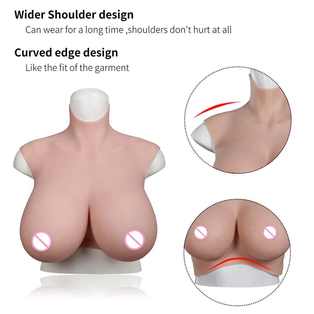 7th Pluse Size K Cup Silicone Breast Form Oil-Free Breastplate Fake Tits For Crossdresser Transgender Drag Queen Cosplay