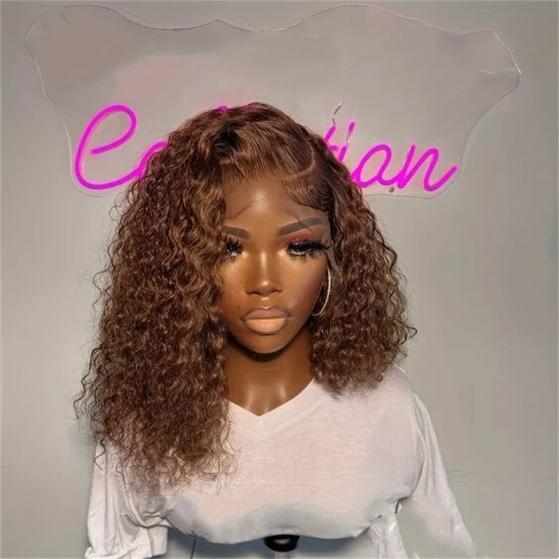 흑인 여성용 다크 브라운 레이스 프론트 가발, 길고 부드러운 180 밀도, 26 인치, 곱슬 머리, 자연스러운 헤어 라인