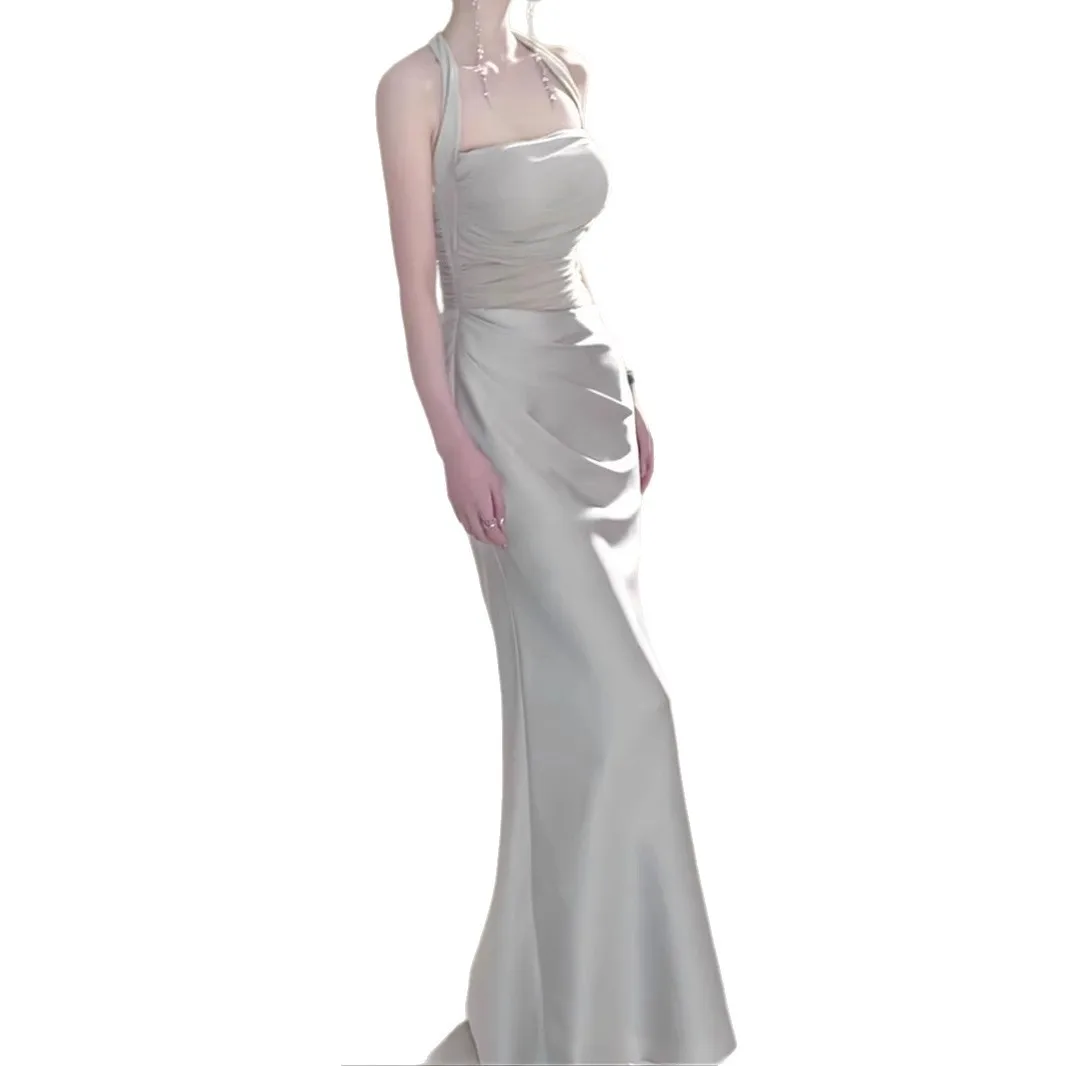 تصميم صيفي جديد من الساتان Finet Dr Slimming الخصر عالي الخصر التفاف حول التنورة قماش محبوك لا Sve Ne معلق