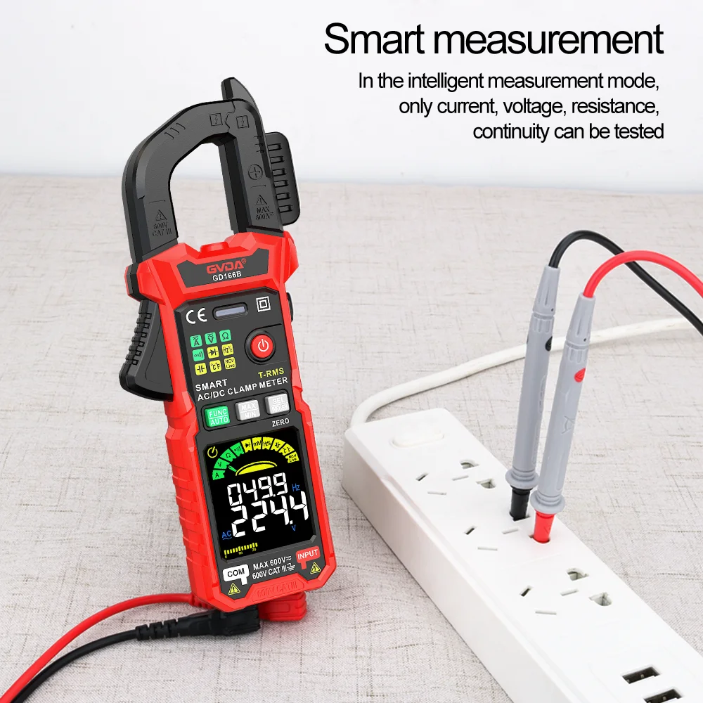 Gvda Digitale Stroomtang Multimeter Auto Range True Rms Ncv Dc Ac Spanning Inschakelstroom Temperatuur Tester Automatische Voltmeter