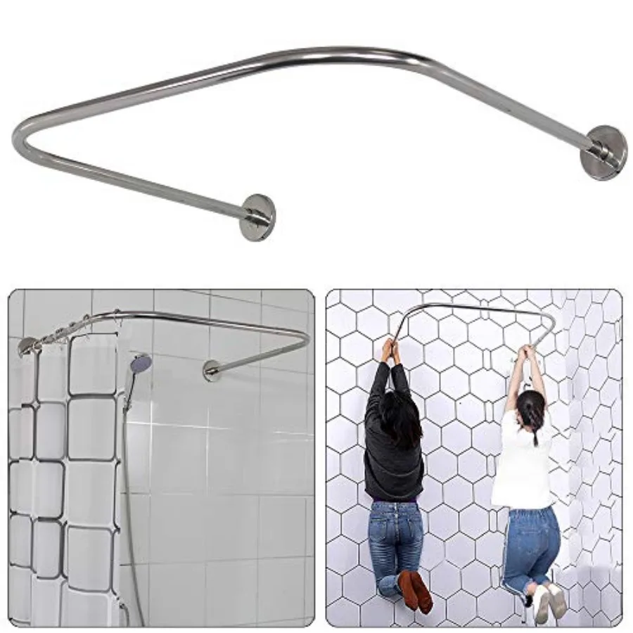 

Shower Crtain Rod Both sides: 31.5"-47", Middle: 34.7"-43" Adjstable Genine 304 Stainless Bathroom Bathtb Shower Crtain Rod Rac