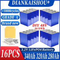 16PCS 3.2V 340Ah 320Ah 310Ah 304Ah 105Ah 280K 280Ah LiFePO4 Battery Brand new Grade A DIY 12V 24V 48V Solar RV EV Camping No Tax