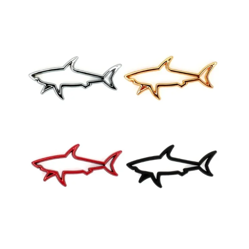 

5pcs 3D Metal Hollow Shark Car Sticker Computer Personalized Decorative Stickers Badge Decal Motorcycle Fuel Tank Cool Interior