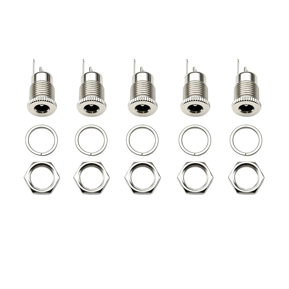 5Pcs DC-099 5.5mm X 2.1mm DC Power Jack Threaded Female Socket Panel Mount DC Jack Barrel Connector Adapter / Waterproof Cap