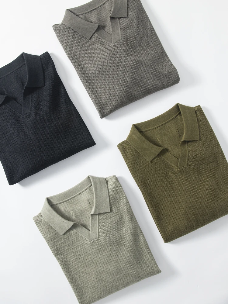 

High Quali Men's V-Ne Wool Sweater Faionable Urban Sle Long Sve Busin Casual Pure Color Lightweight Winter Top