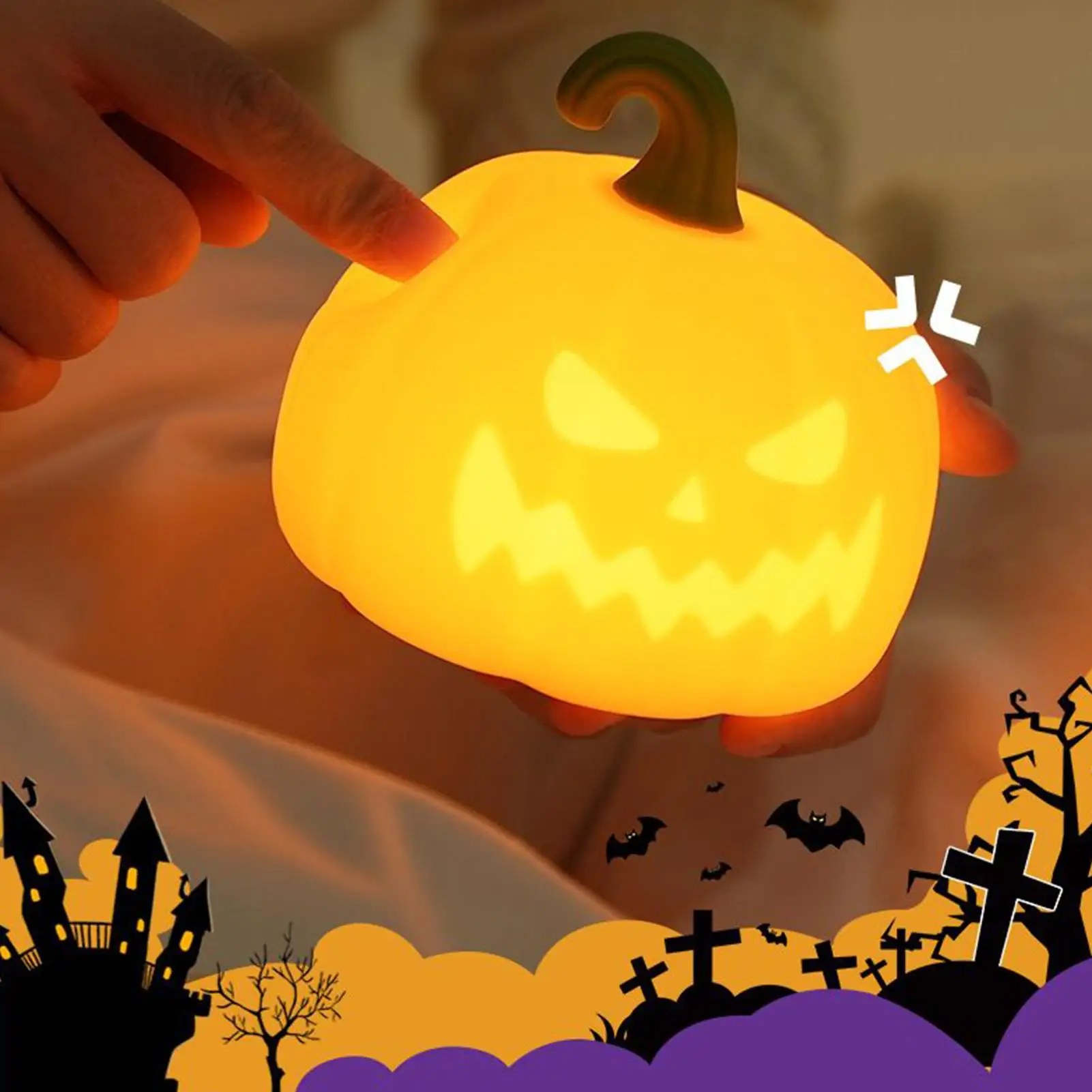 

Pumpkin Night Light Halloween Decorative Night Light Halloween fun decor pumpkin night light for Home Tabletop Bedroom Decor