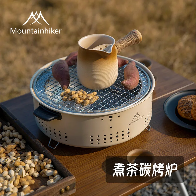

Mountainhiker Tea Stove Charcoal Grill Iron Stainless Steel Mesh Portable Outdoor Camping Cooking Equipment for Hiking Picnic