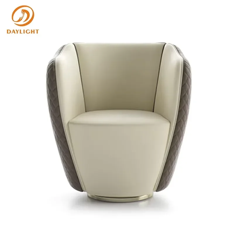 Nordic Living Room Lounge Tufted Sofa Beige White Leisure Chair with Ottoman Replicate Modern Outdoor Furniture