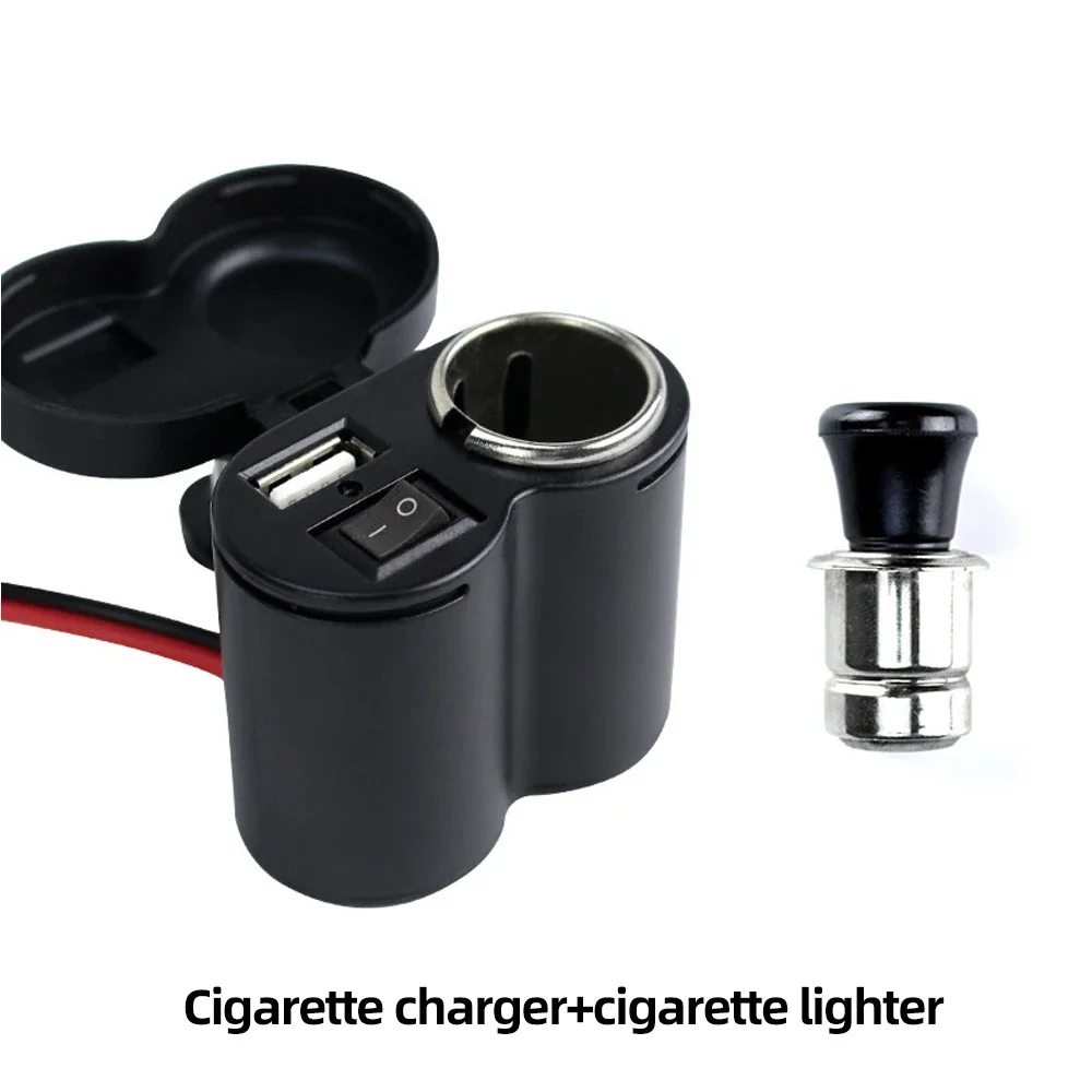 1pc 12V-24V Car Motorcycle Bike Waterproof Cigarette Lighter USB Power Charging Socket With Switch Charger For Motorbike