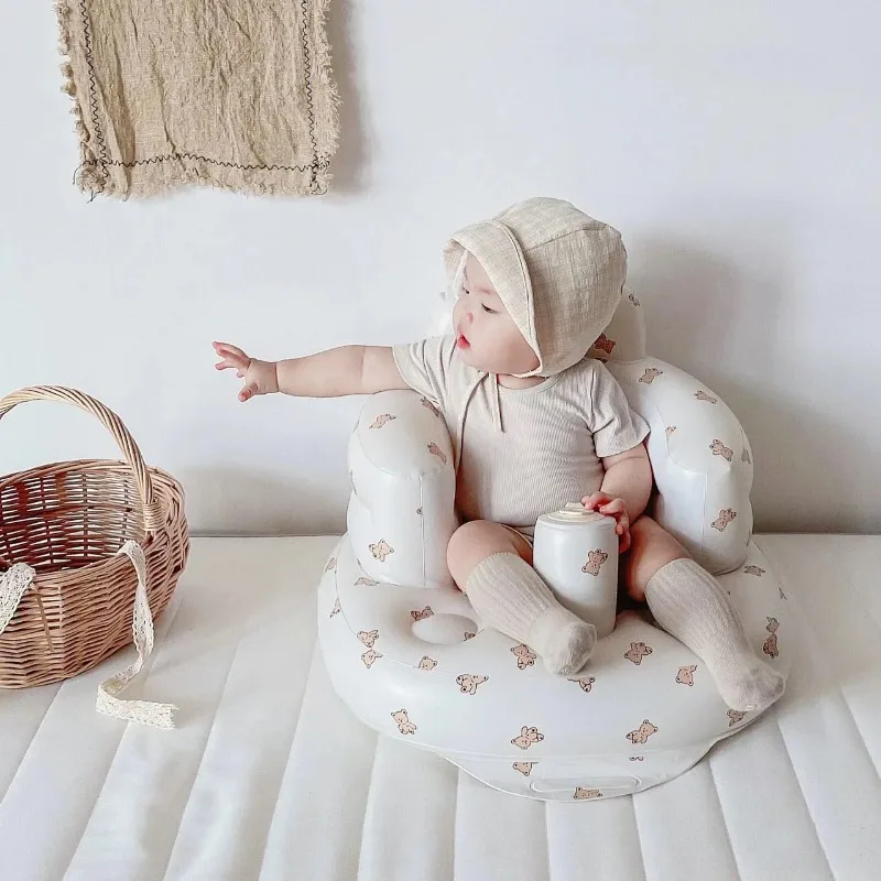 Canapé Gonflable Brcorporelle pour Bébé et Enfant, Chaise de Bain Portable Bouffante en PVC, Siège Multifonctionnel, Tabouret d'Entraînement