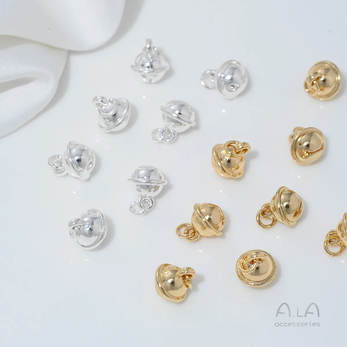 Brass Base 14K Gold Plated 8mm Mini Bell Charms 10pcs DIY Bracelet Necklace Findings