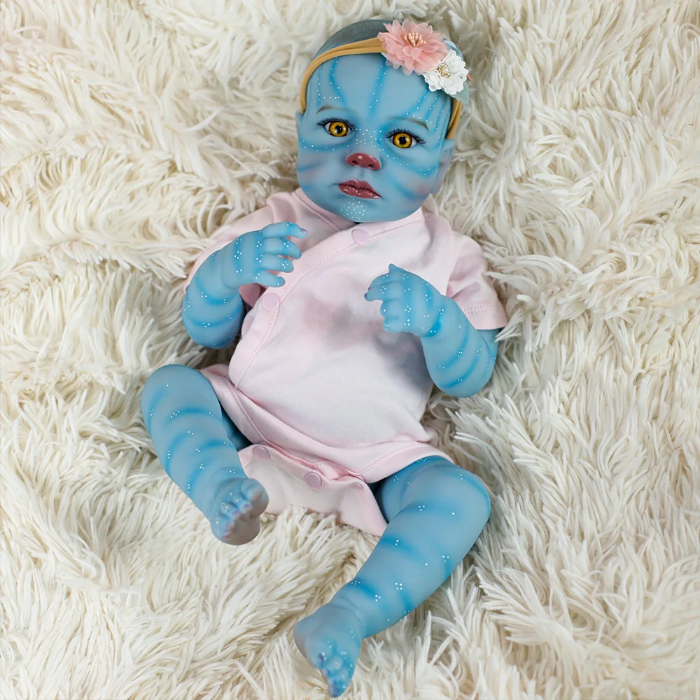 19 inch Loulou Avatar herboren babypop volledig siliconen vinyl meisjeslichaam met geschilderd haar handgemaakte levensechte kerstspeelgoedcadeaus
