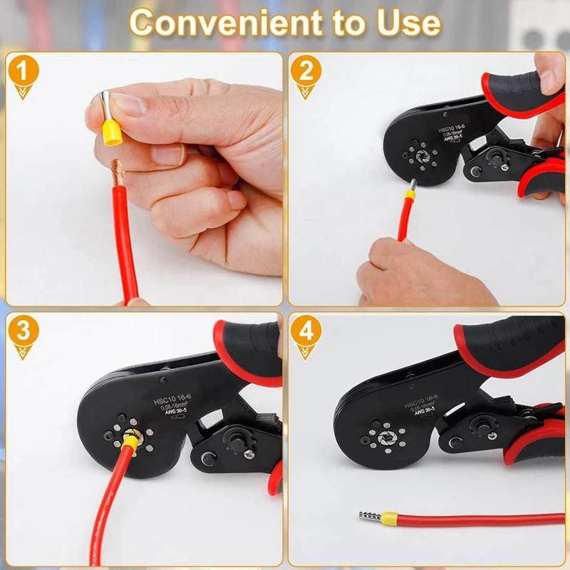 Ferrule Crimping Tool Kit, Wire Crimping Plier Set With 1200 Terminal Crimp Connectors, 0.08-16Mm², Self-Adjustable