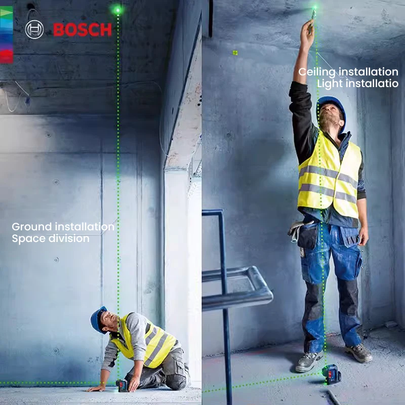 Imagem -04 - Bosch-nível Laser Impermeável com Base de Sucção Magnética Luz Verde à Prova de Poeira Linhas Gpl3g Gpl5 500540 Lumens 30m Ip65