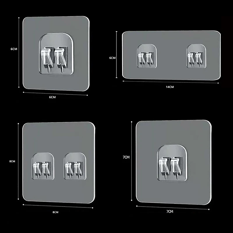 5Pcs Seamless Adhesive Hooks Transparent Acrylic Door Rear Hook Toilet Storage Rack Sticky Hooks