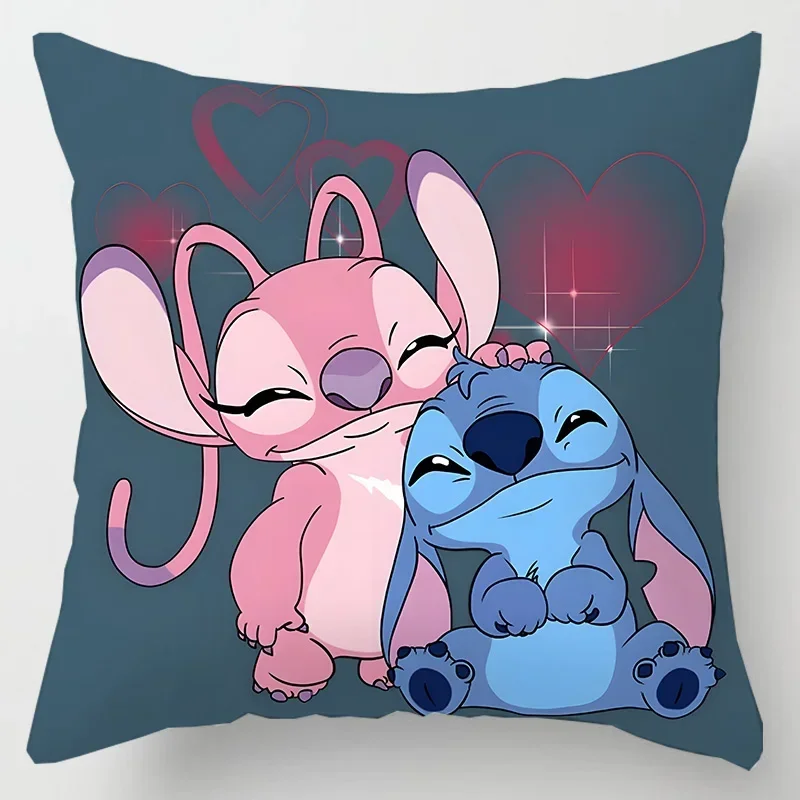 Disney-funda de almohada de Lilo & Stitch, 45x45cm, bonita figura de Anime, decoración Interior de habitación de niños, regalos