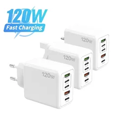 Xiaomi PD 120W 고속 충전기 멀티 포트 USB C 충전기 빠른 충전 3.0 iPhone 15 16 Samsung 용 휴대 전화 충전기 어댑터