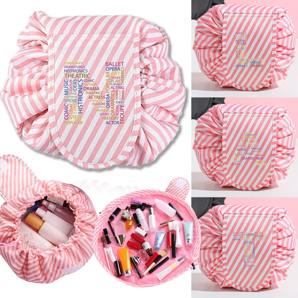 

Makeup Bag Cosmetic Bag Portable Women Drawstring Cosmetic Bags Travel Storage Makeup Pouch Organizer Textletter Printing Series