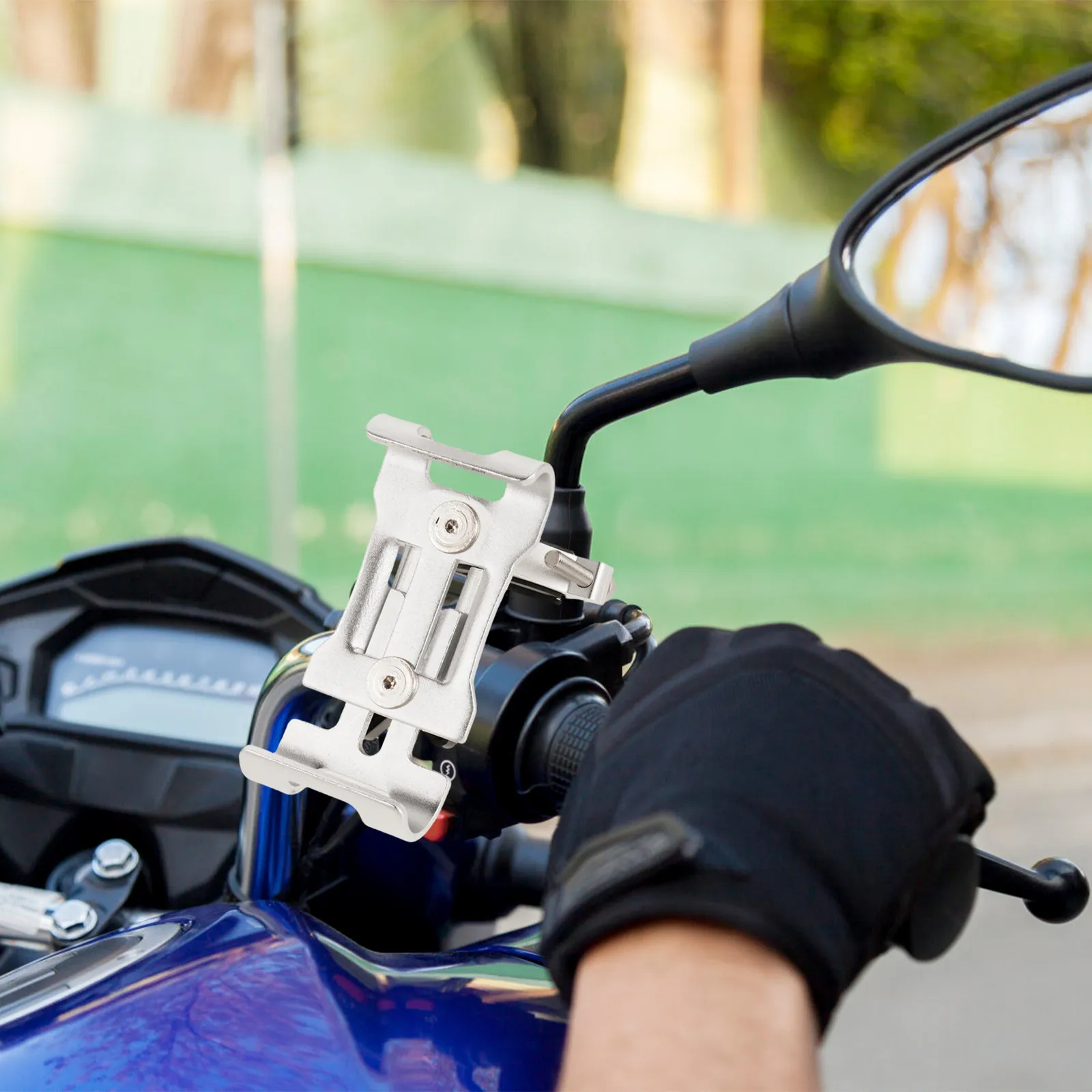 Aluminum Motorcycle Phone Holder Mount - Universal Bike Handlebar Cellphone Stand for Navigation on Rough Roads and Outdoor