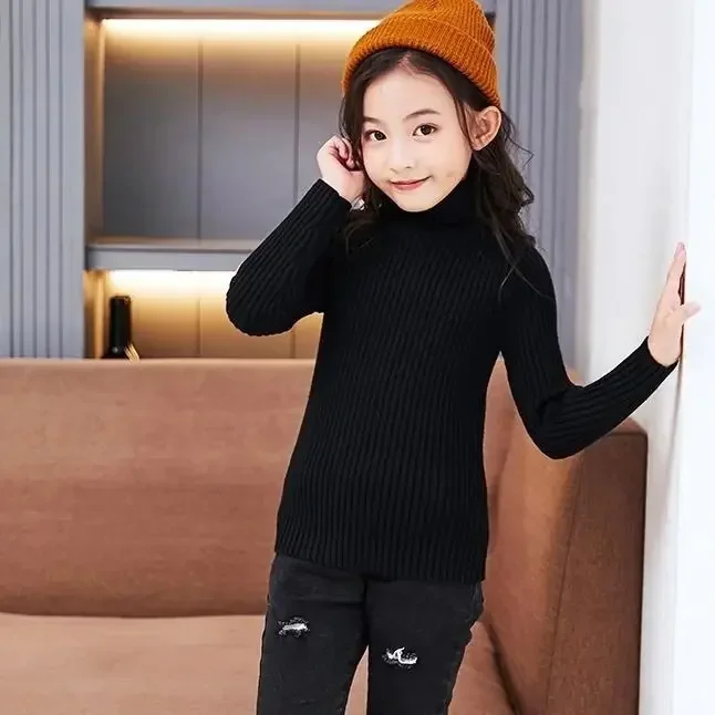 Winter Sweaters Children Baby Teenage Boys Sweater Girls Turtleneck Thicken Warm Kids Clothing Jacket  Pullover 8 10 12 14 Years