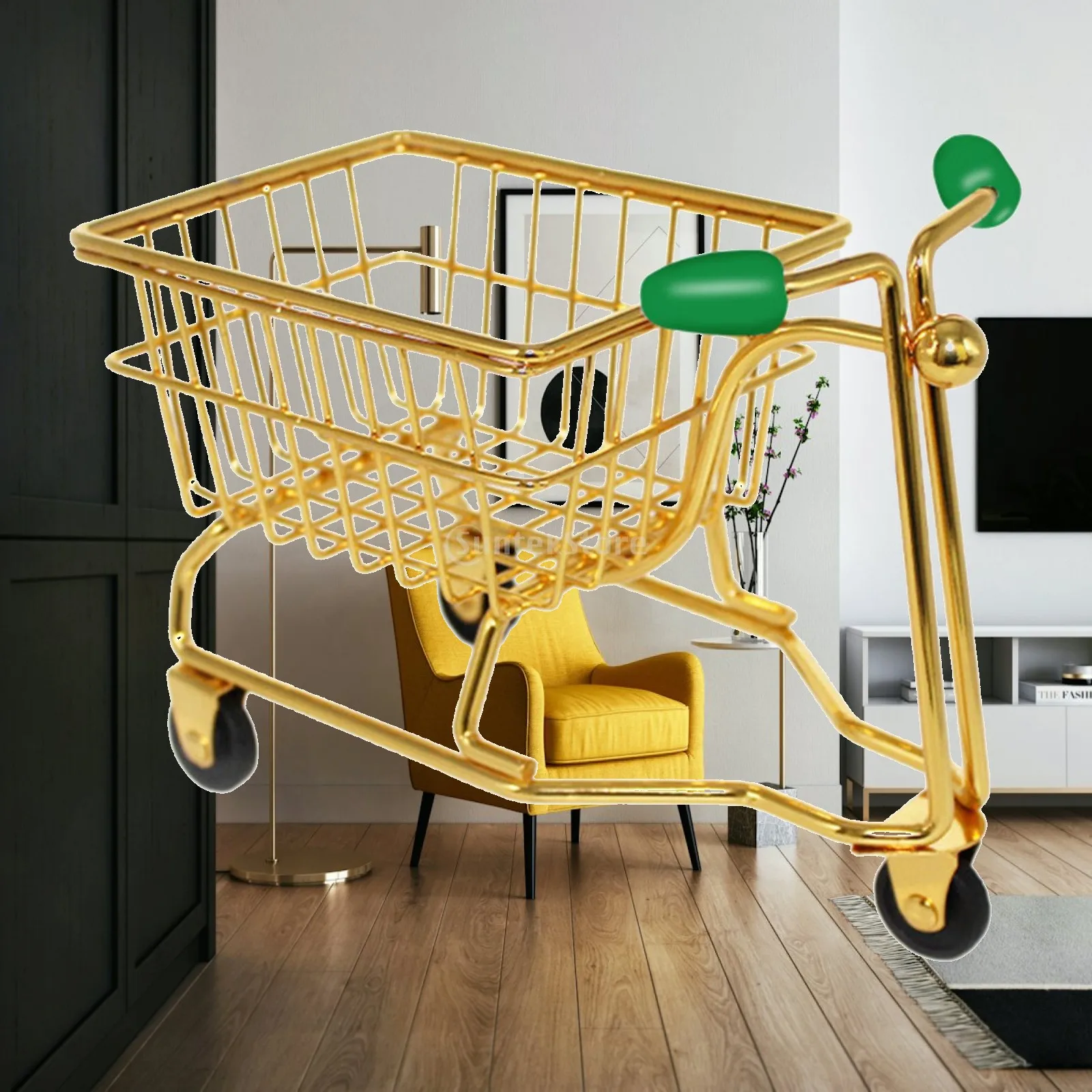 Toy Storage Basket Mini Shopping Cart for Childrens Toy Organizer Box Doll Storage Box Kids Push Cart Decor