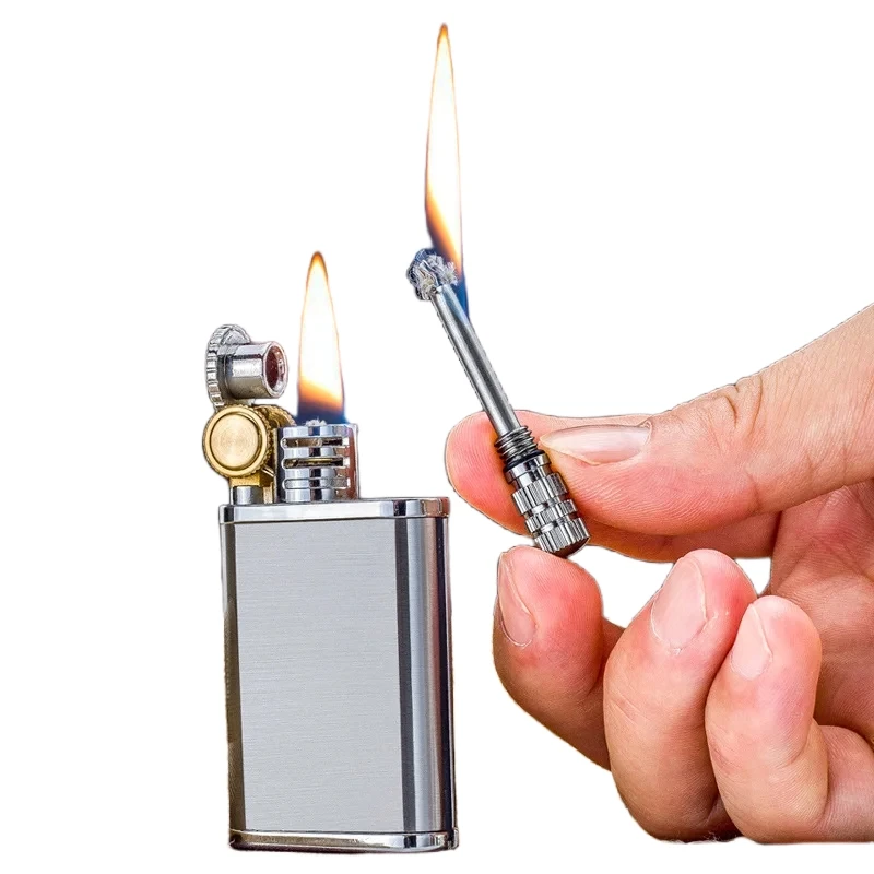 Ten thousand matches, grinding wheel, kerosene dual use open flame lighter, two in one high-end gift for friends