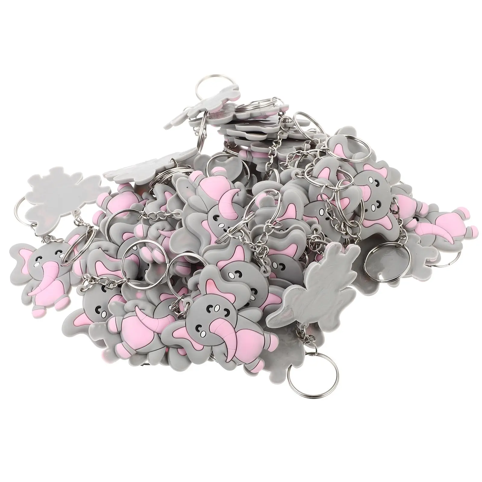 

50 Pcs Elephant Keychain Pink Ring Holder Decoration Pendant Gifts Party Supplies Christmas Accessories
