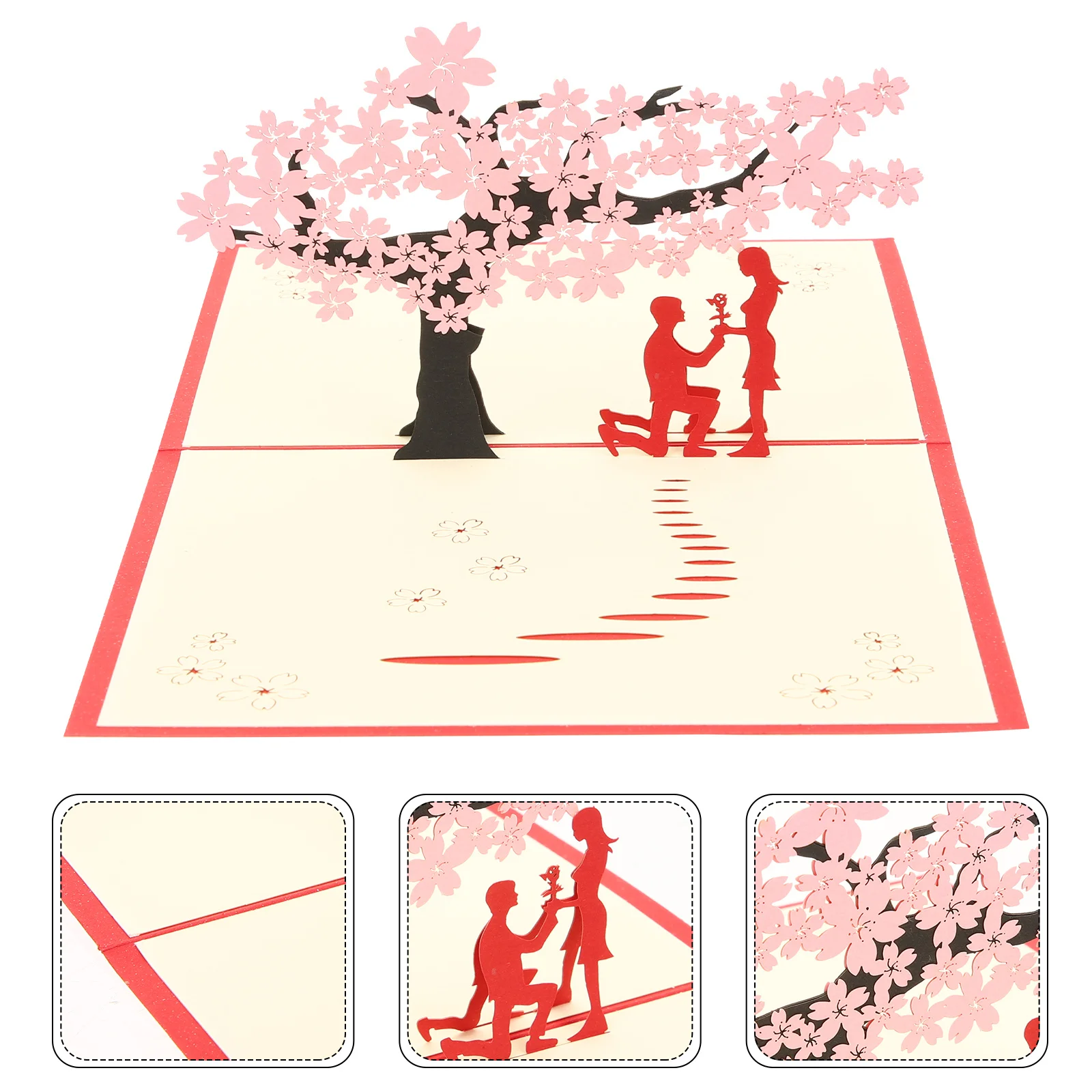 قطعتان من بطاقة زهر الكرز لذكرى الحب الرومانسية لبطاقات عرض عيد ميلاد الزوجة لها