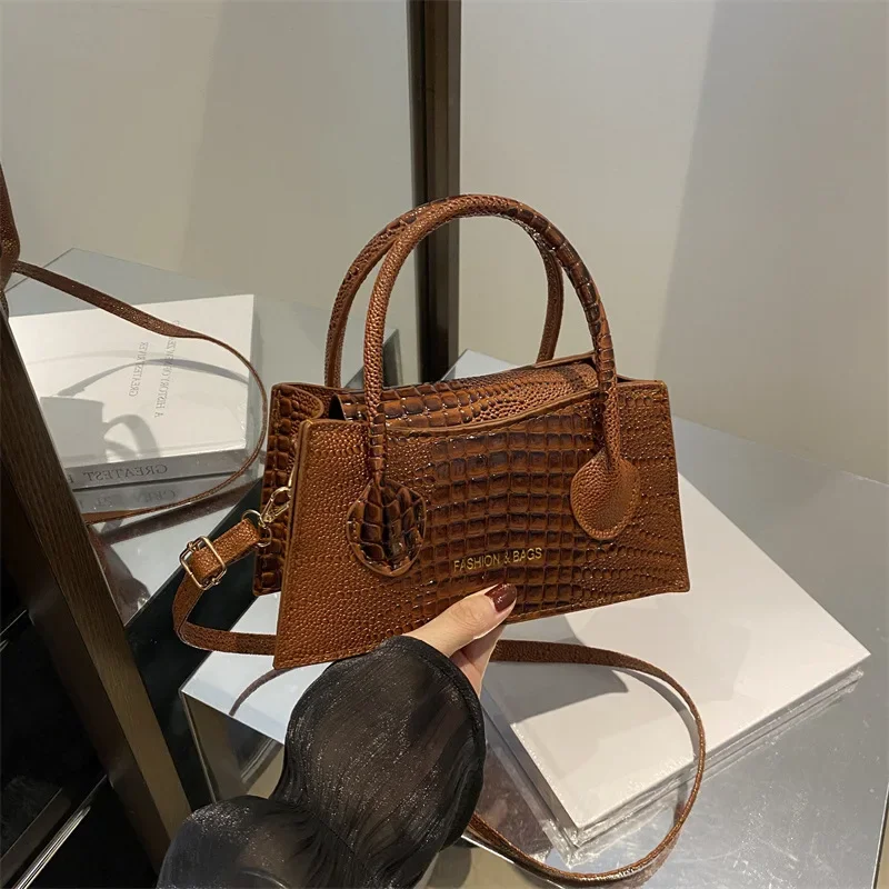 Crocodile pattern handbag high texture fashion versatile shoulder messenger bag daily commuter women's bag