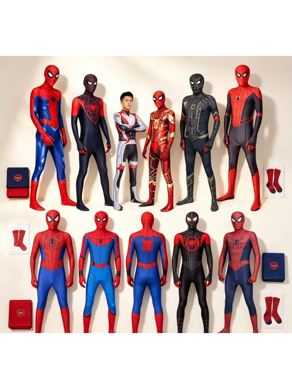 Kostium cosplay Milesa Moralesego w stylu Zentai, temat Spider-Mana, strój na imprezę Halloweenową, kolekcjonerski prezent świąteczny dla fanów cosplayu. — 2