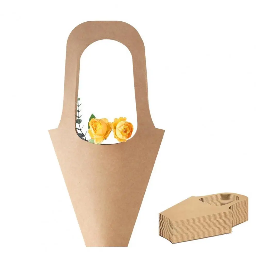 

Sturdy Kraft Paper Bags for Bouquets Conical Flower Gift Bags Eco-friendly Kraft Paper Bouquet Bags for Weddings Birthdays Set