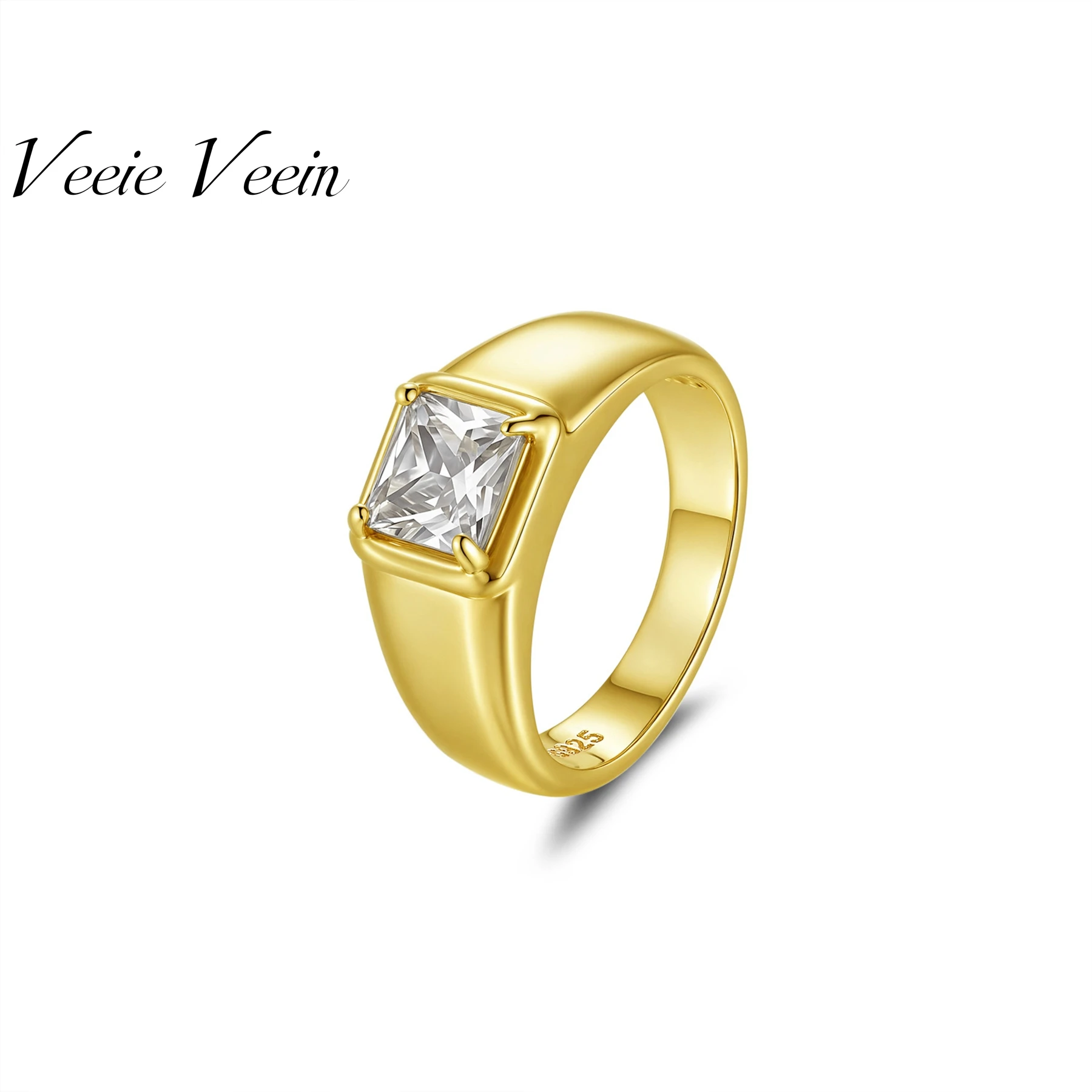 

Veeie Veein Luxury Brand S925 Sterling Silver Set 2-Carat Princess Moissanite GRA Certificate Ring With Smooth Finish Ring