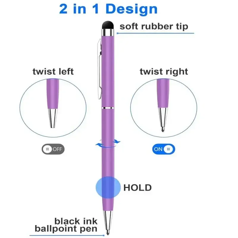 2-in-1 Stylus Pens for Touch Screens, for Tablets/Phones, Ink Ballpoint Pen, Universal Capacitive Stylus