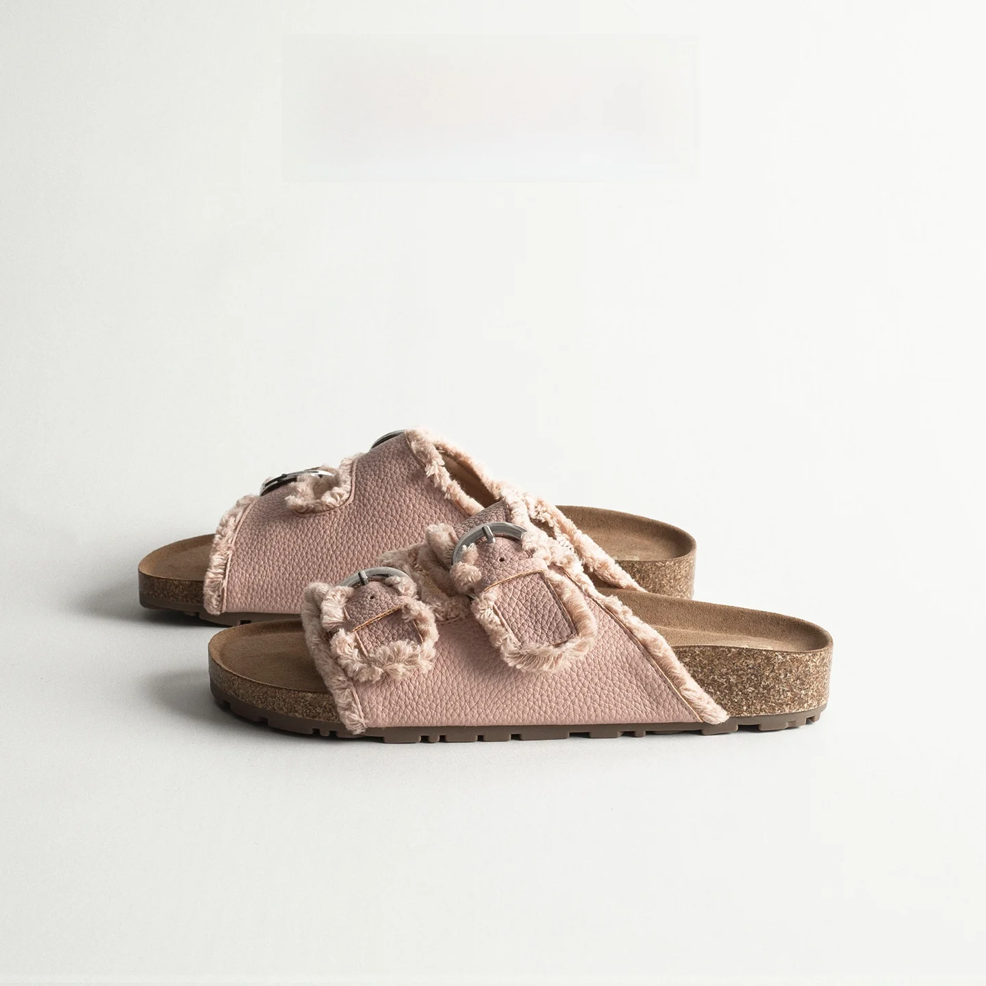 

Leather Retro Cork Thick Bottom Slippers Women Summer Outdoor Casual Match Skirts Beach One-Strap Sandals