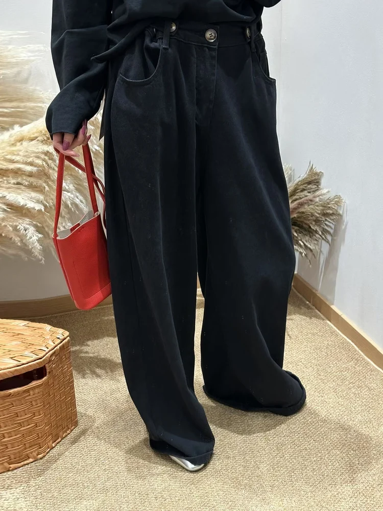 

Джинсы прямого кроя с широкими штанинами для ранней осени, свободные, повседневные, с высокой талией, универсальные, в корейском стиле, стройнящие, длинные брюки